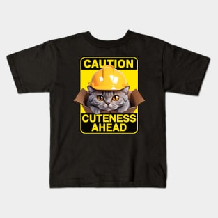 British Shorthair Cat Wearing Hardhat Kids T-Shirt